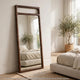 Sally Floor Mirror with Beveled Glass | Rounded Edge | Brown Acacia Wood 28x66
