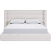 Orion Queen Platform Bed with Wingback Headboard | Ivory Boucle Fabric