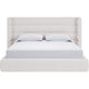 Orion Queen Platform Bed with Wingback Headboard | Ivory Boucle Fabric