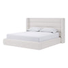 Orion Queen Platform Bed with Wingback Headboard | Ivory Boucle Fabric