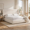 Orion Queen Platform Bed with Wingback Headboard | Ivory Boucle Fabric