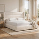 Orion Queen Platform Bed with Wingback Headboard | Ivory Boucle Fabric