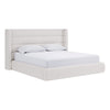Orion King Platform Bed with Wingback Headboard | Ivory Boucle Fabric