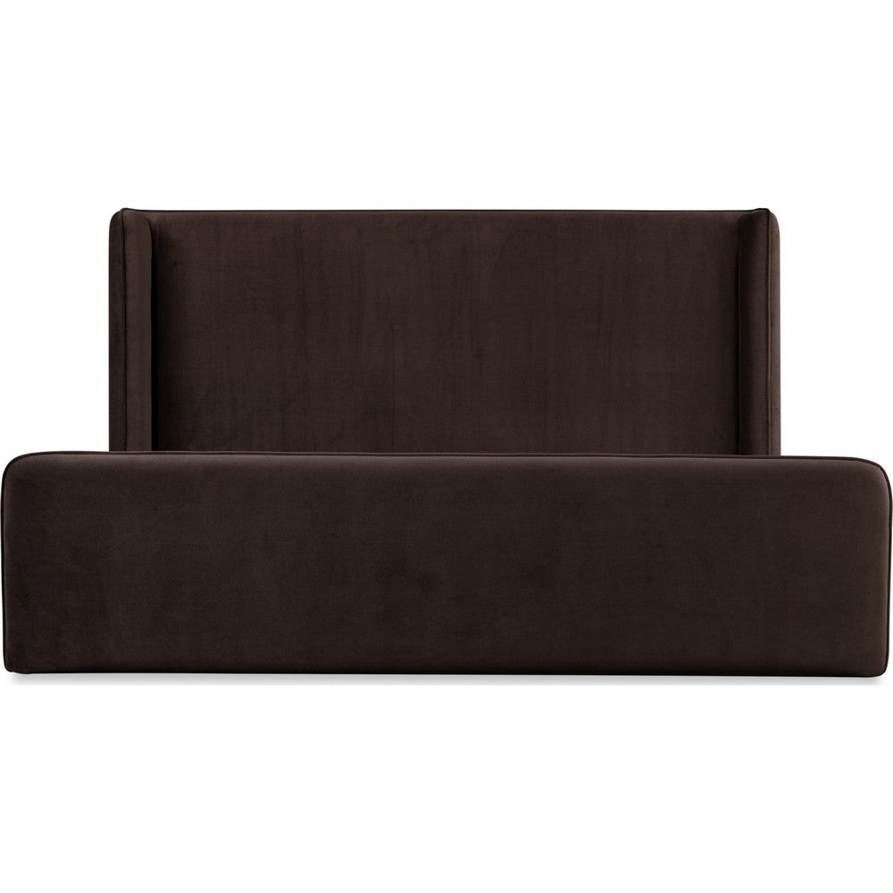 Betty Upholstered Queen Platform Bed | Wingback Headboard | Brown Velvet