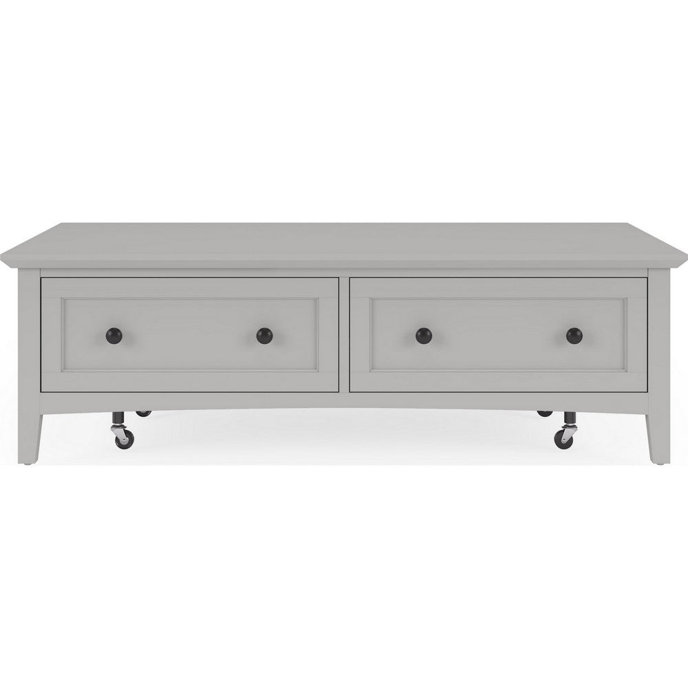 Gemma Coffee Table with 2 Drawers & Casters | Gray Mahogany Wood 55"