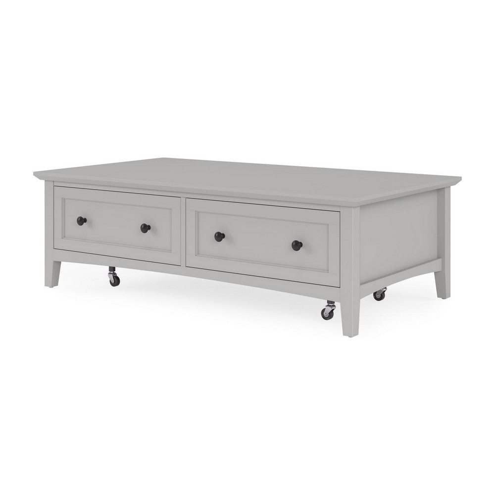 Gemma Coffee Table with 2 Drawers & Casters | Gray Mahogany Wood 55"