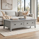Gemma Coffee Table with 2 Drawers & Casters | Gray Mahogany Wood 55"