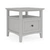 Gemma Square End Table with Drawer & Open Shelf | Gray Mahogany Wood 24"