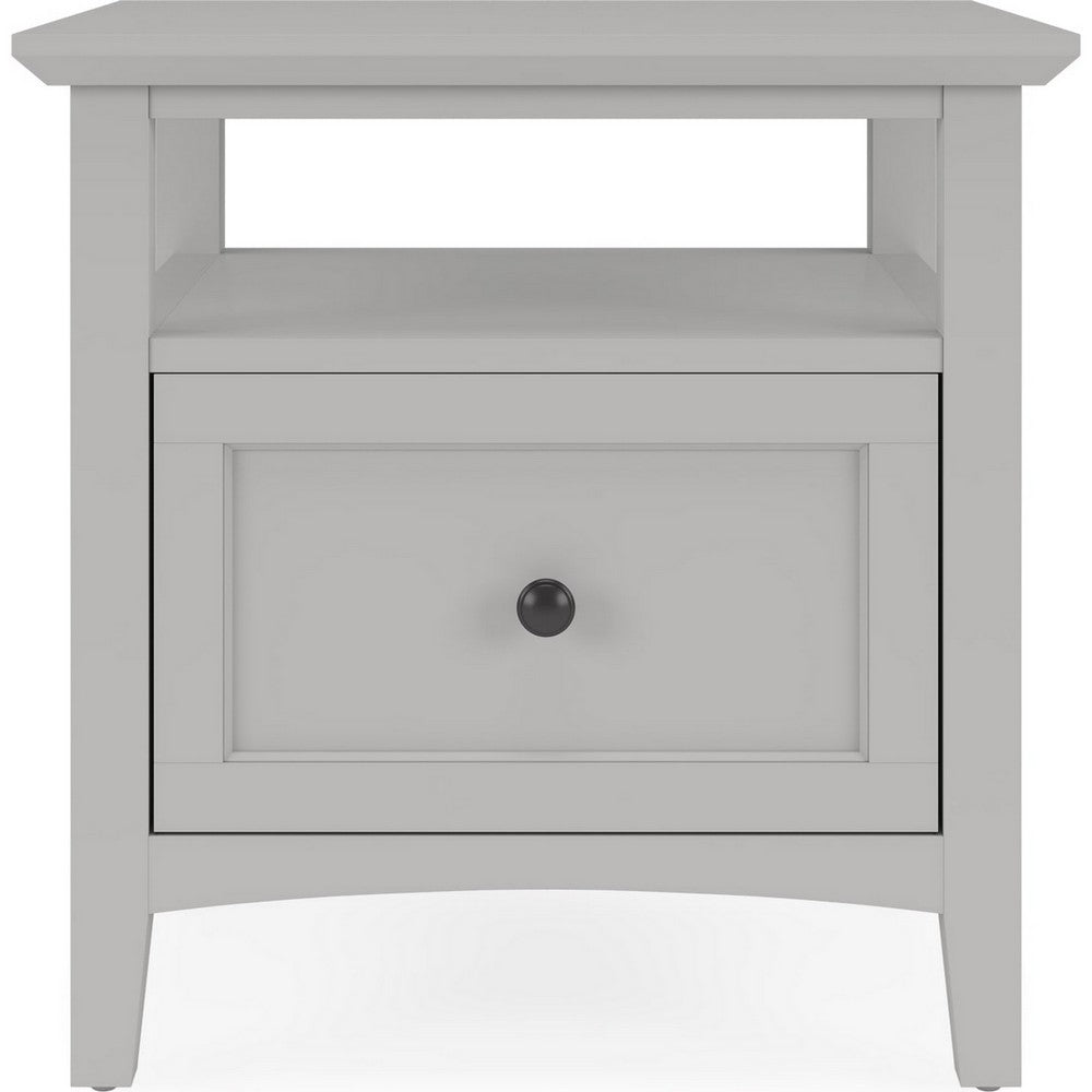 Gemma Square End Table with Drawer & Open Shelf | Gray Mahogany Wood 24"