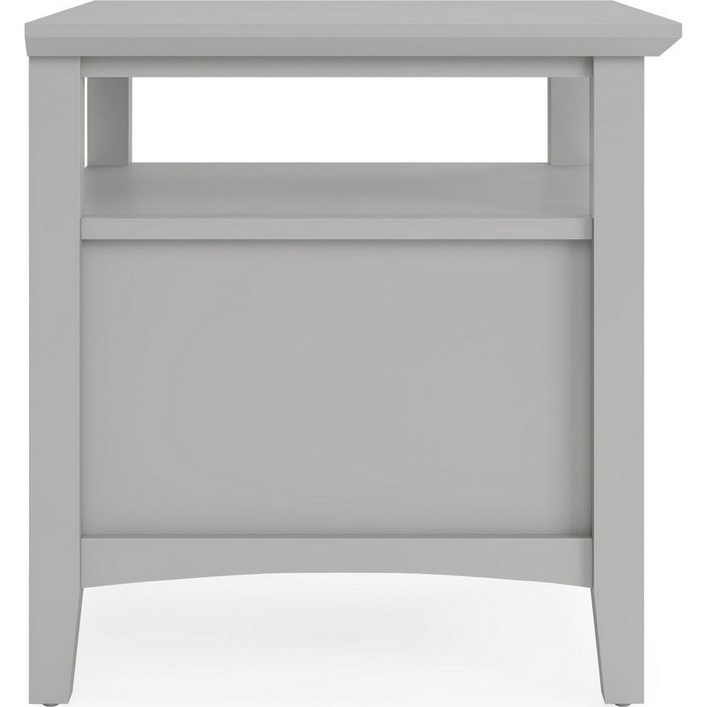 Gemma Square End Table with Drawer & Open Shelf | Gray Mahogany Wood 24"