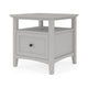Gemma Square End Table with Drawer & Open Shelf | Gray Mahogany Wood 24"