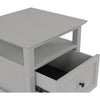 Gemma Square End Table with Drawer & Open Shelf | Gray Mahogany Wood 24"