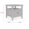Gemma Square End Table with Drawer & Open Shelf | Gray Mahogany Wood 24"