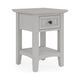 Gemma Square Drink Table | Drawer & Shelf | Gray Mahogany Wood 22"