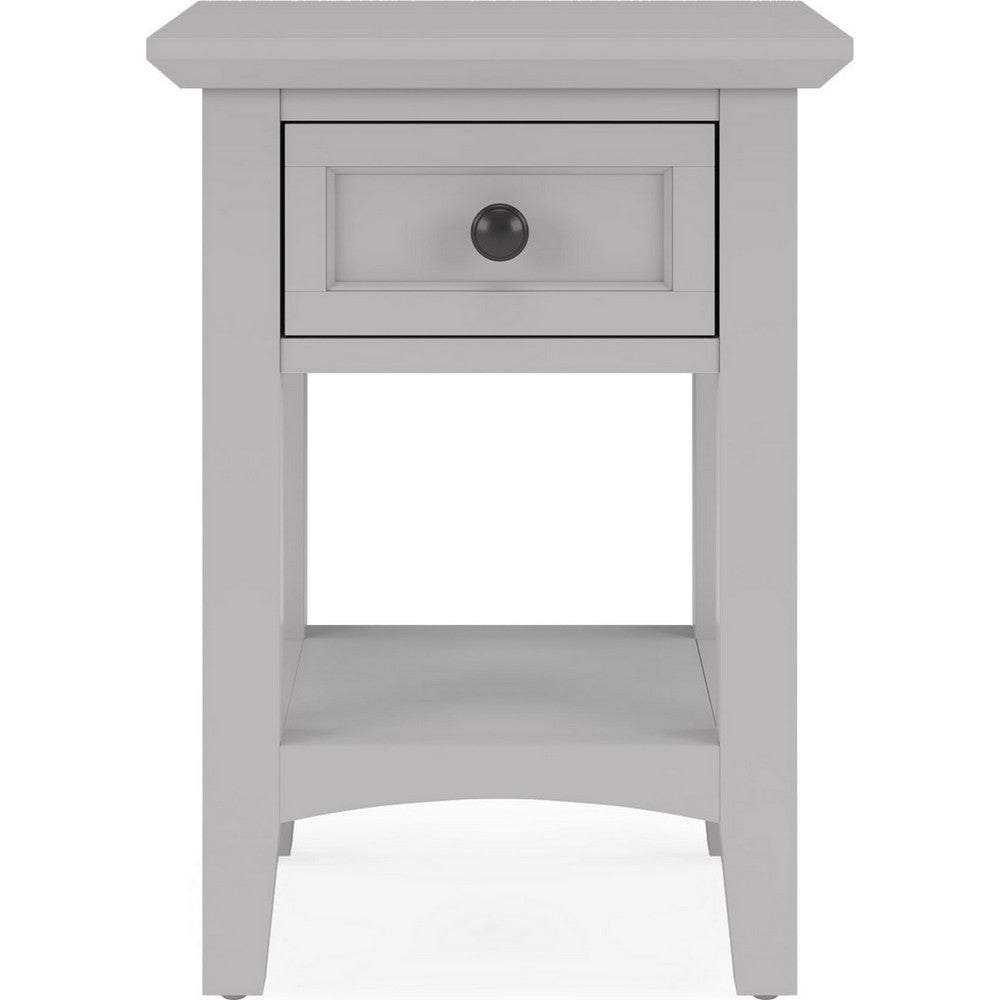 Gemma Square Drink Table | Drawer & Shelf | Gray Mahogany Wood 22"