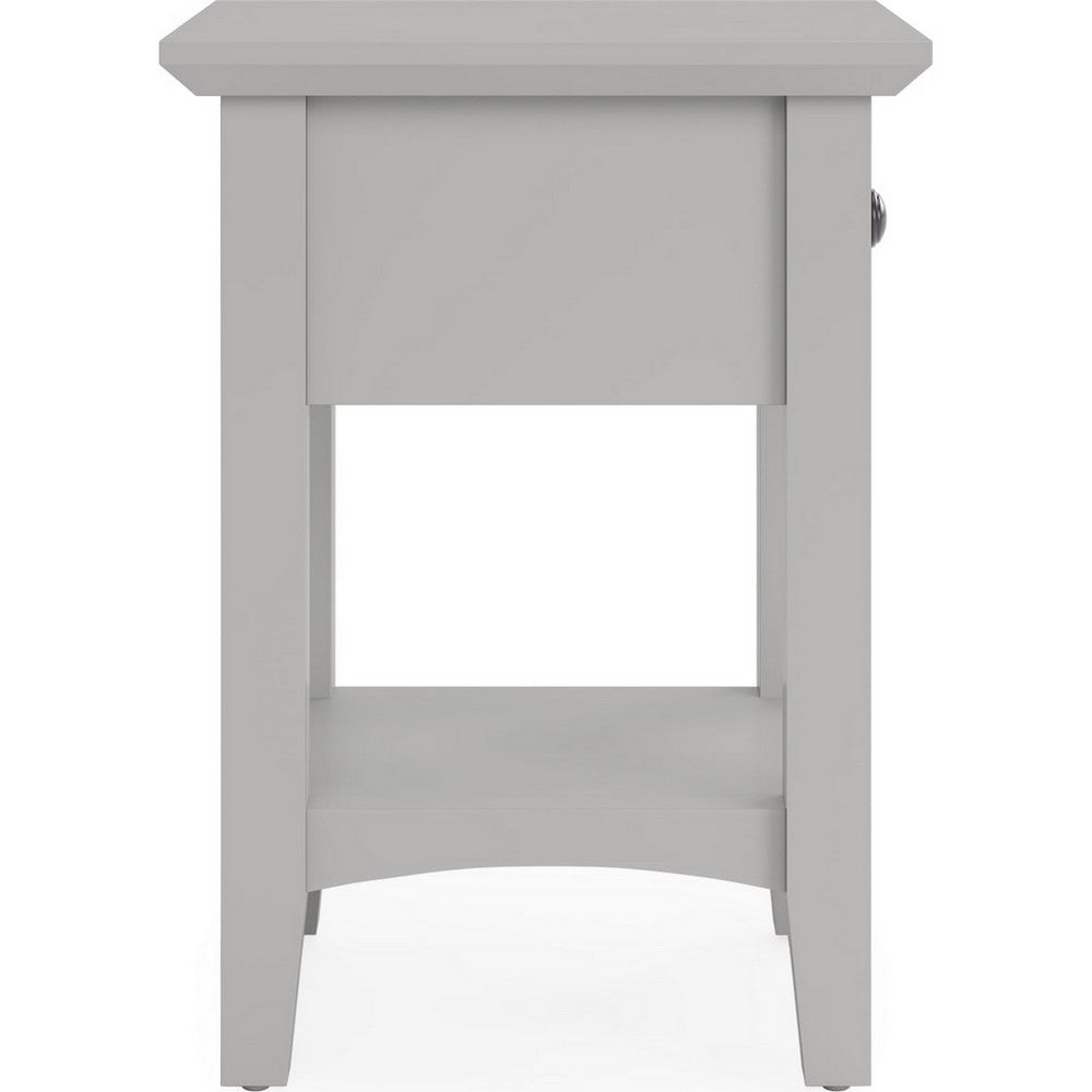 Gemma Square Drink Table | Drawer & Shelf | Gray Mahogany Wood 22"