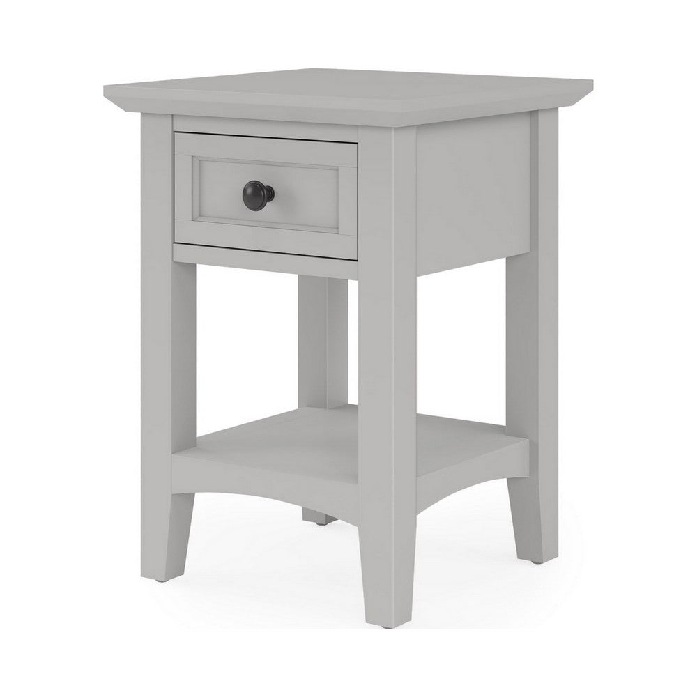 Gemma Square Drink Table | Drawer & Shelf | Gray Mahogany Wood 22"