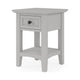 Gemma Square Drink Table | Drawer & Shelf | Gray Mahogany Wood 22"