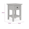 Gemma Square Drink Table | Drawer & Shelf | Gray Mahogany Wood 22"