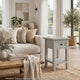 Gemma Square Drink Table | Drawer & Shelf | Gray Mahogany Wood 22"