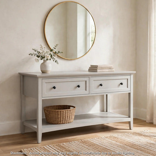 Gemma Console Table | Drawers & Shelf Storage | Gray Mahogany Wood 60"