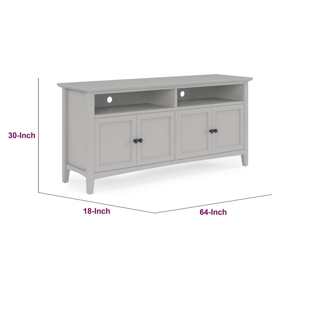 Gemma TV St& Entertainment Console with 4 Doors | Gray Wood 64"