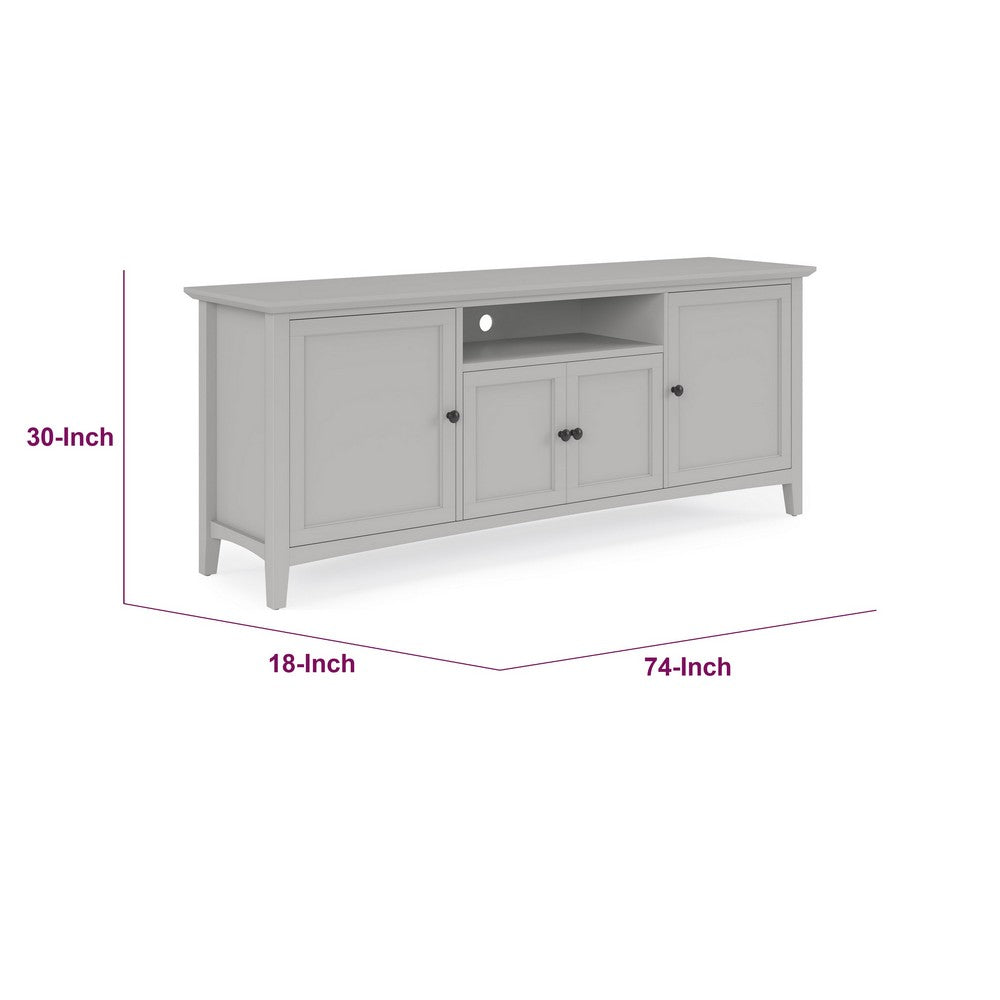 Gemma TV St& Entertainment Console with Storage | Gray Wood 74"