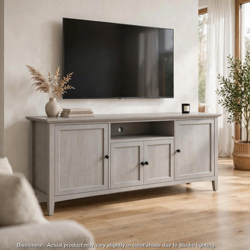 Gemma TV St& Entertainment Console with Storage | Gray Wood 74"