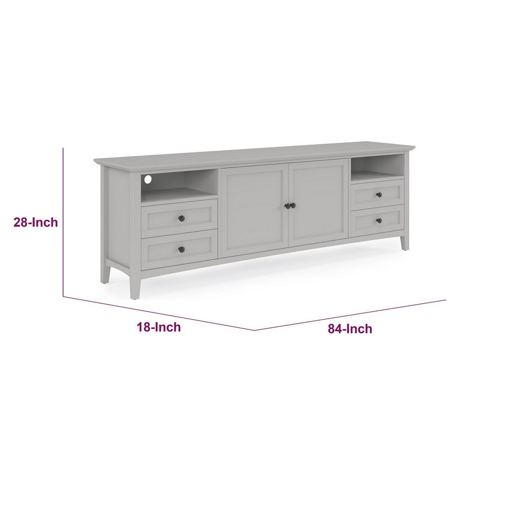 Gemma TV St& Entertainment Console | Doors & Drawers | Gray Wood 84"