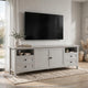 Gemma TV St& Entertainment Console | Doors & Drawers | Gray Wood 84"