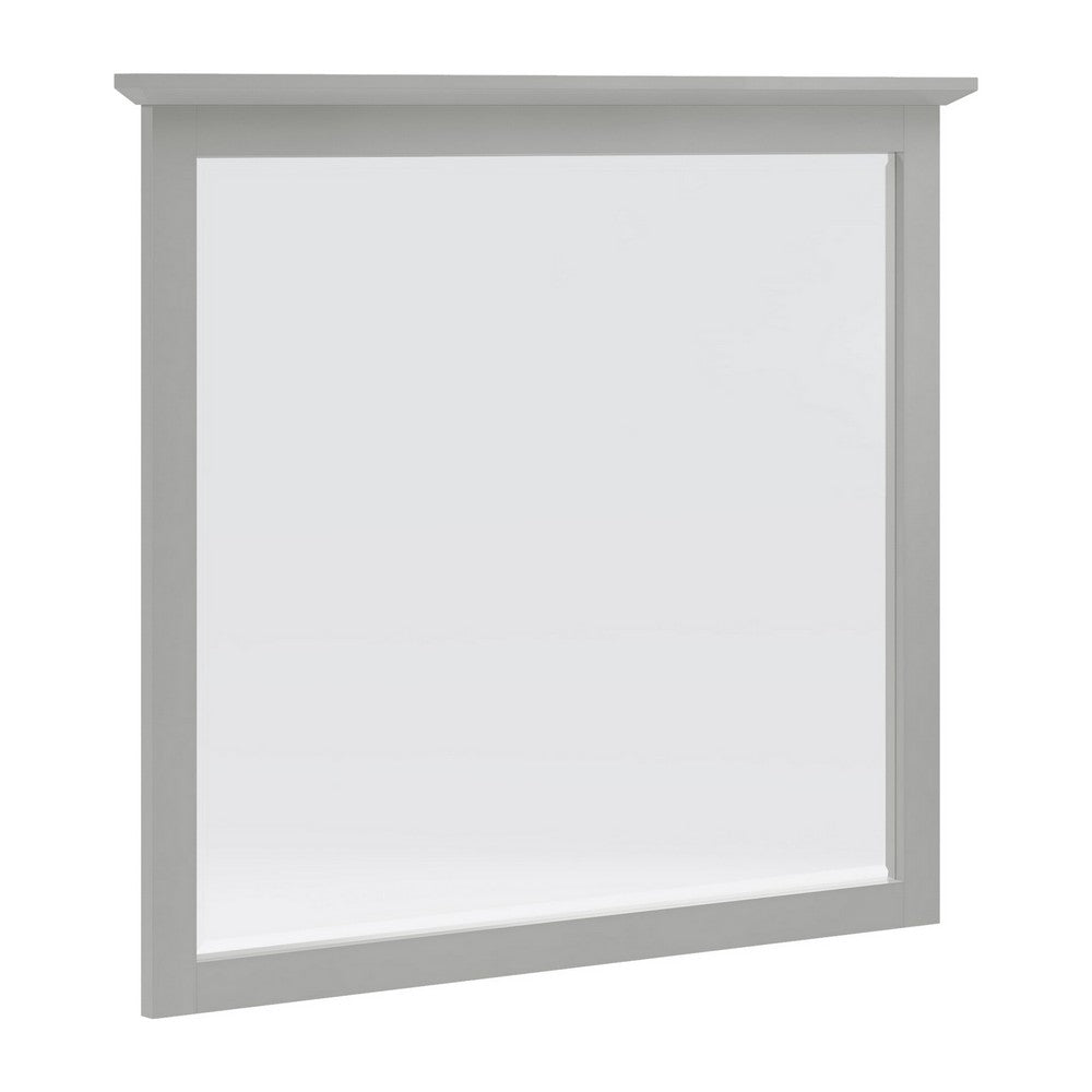 Gemma Wall Dresser Mirror | Crown Moldings | Beveled Glass | Gray Wood 36x41