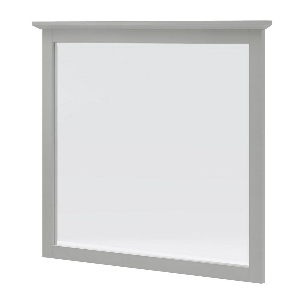 Gemma Wall Dresser Mirror | Crown Moldings | Beveled Glass | Gray Wood 36x41