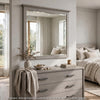 Gemma Wall Dresser Mirror | Crown Moldings | Beveled Glass | Gray Wood 36x41