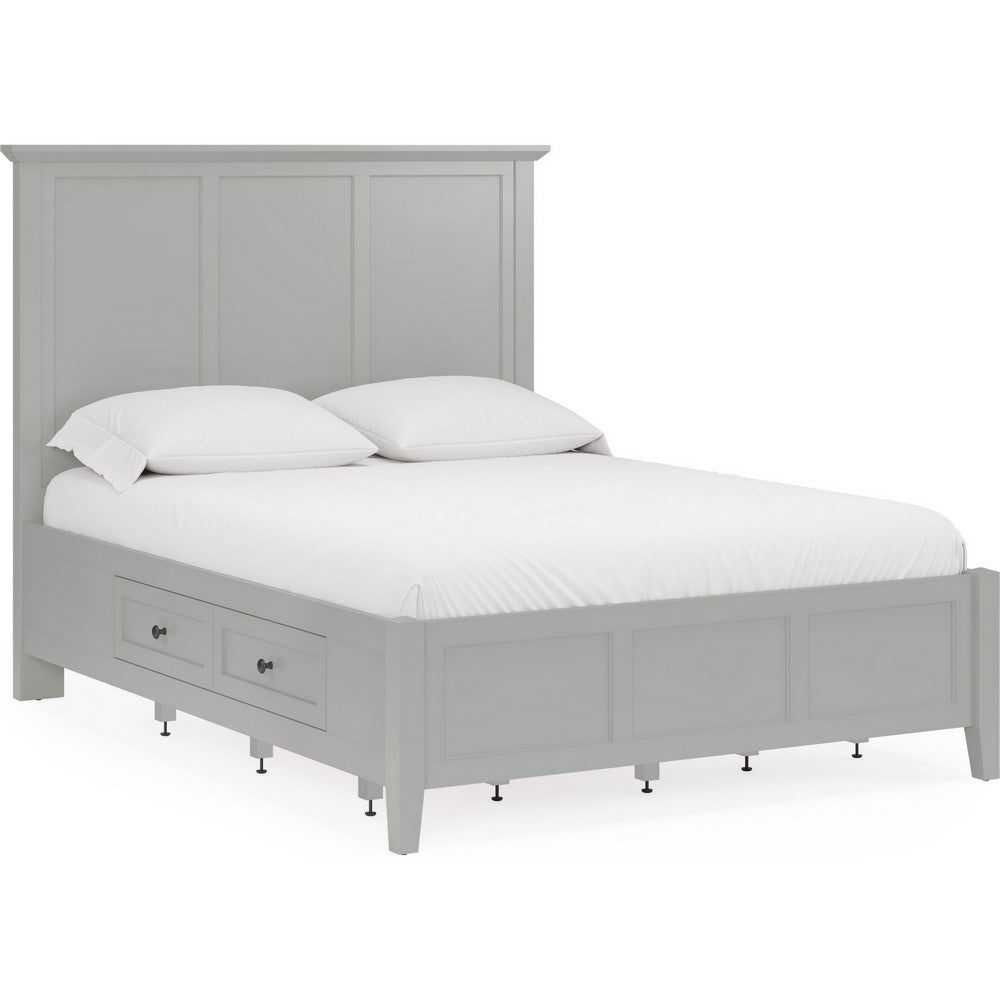Gemma Platform Storage Bed with 4 Drawers | Panel Detailing | Gray Wood