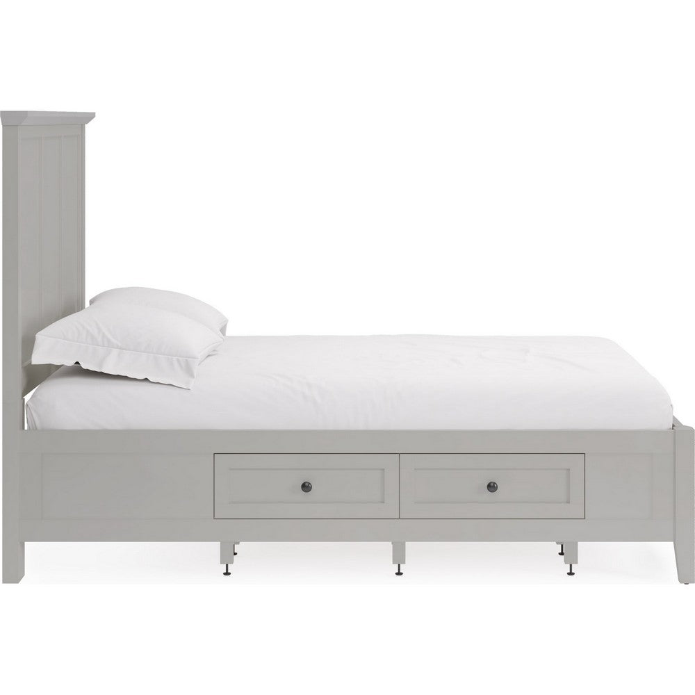 Gemma Platform Storage Bed with 4 Drawers | Panel Detailing | Gray Wood