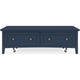Gemma Coffee Table with 2 Drawers & Casters | Blue Mahogany Wood 55"