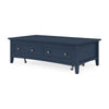 Gemma Coffee Table with 2 Drawers & Casters | Blue Mahogany Wood 55"