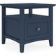 Gemma Square End Table with Drawer & Open Shelf | Blue Mahogany Wood 24"