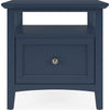 Gemma Square End Table with Drawer & Open Shelf | Blue Mahogany Wood 24"