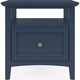 Gemma Square End Table with Drawer & Open Shelf | Blue Mahogany Wood 24"
