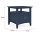 Gemma Square End Table with Drawer & Open Shelf | Blue Mahogany Wood 24"