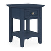 Gemma Square Drink Table | Drawer & Lower Shelf | Blue Mahogany Wood 22"