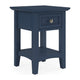 Gemma Square Drink Table | Drawer & Lower Shelf | Blue Mahogany Wood 22"