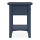 Gemma Square Drink Table | Drawer & Lower Shelf | Blue Mahogany Wood 22"