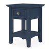 Gemma Square Drink Table | Drawer & Lower Shelf | Blue Mahogany Wood 22"