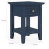 Gemma Square Drink Table | Drawer & Lower Shelf | Blue Mahogany Wood 22"