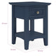 Gemma Square Drink Table | Drawer & Lower Shelf | Blue Mahogany Wood 22"