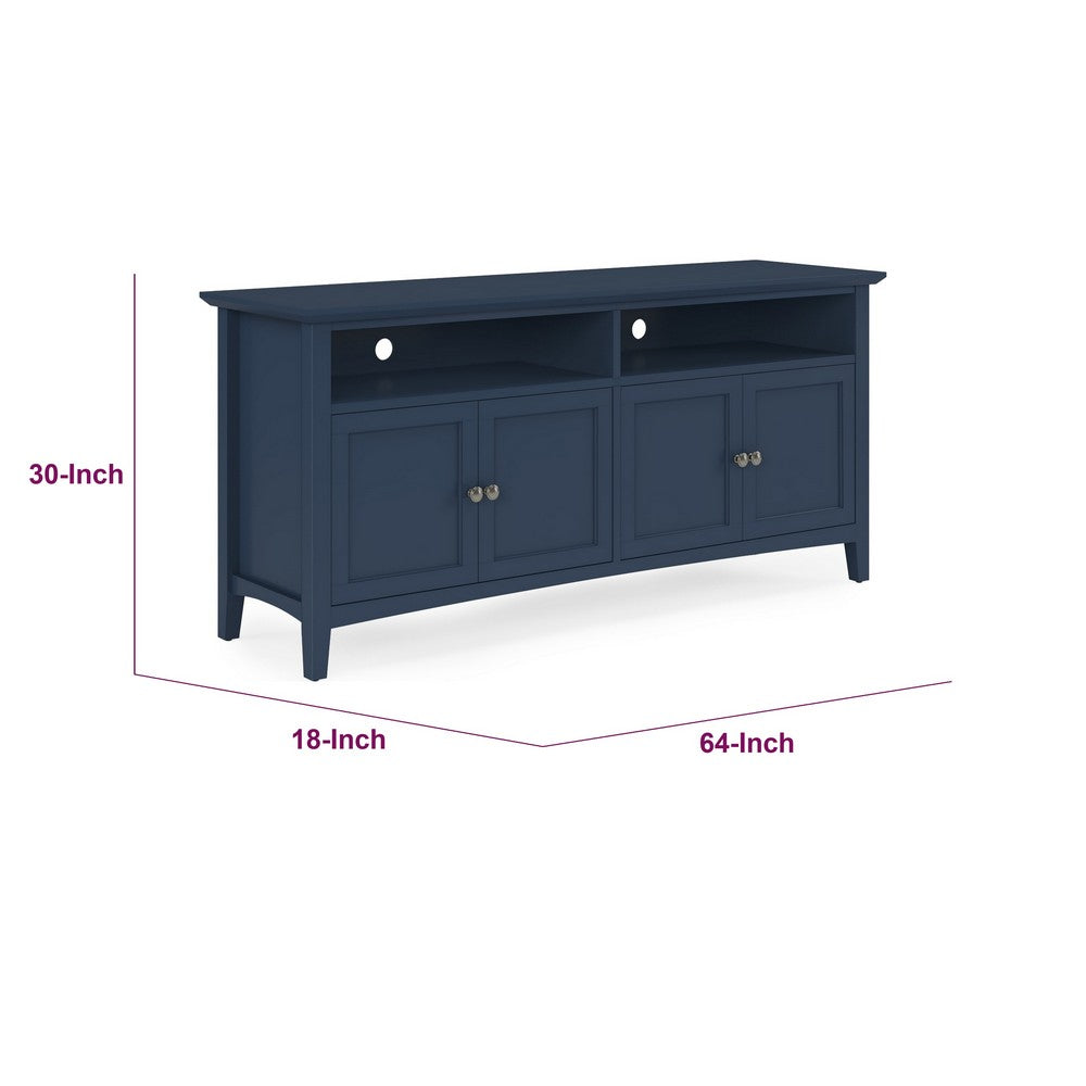 Gemma TV St& Entertainment Console with 4 Doors | Blue Wood 64"