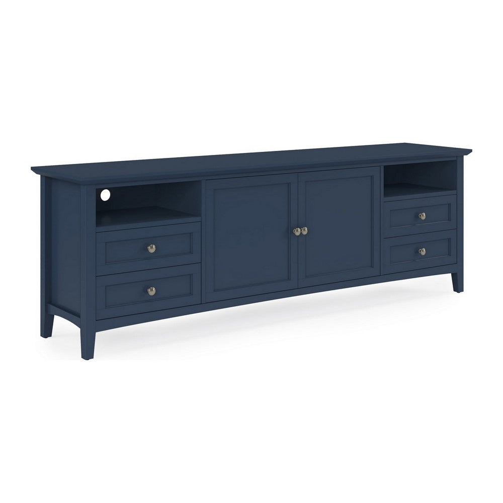 Gemma TV St& Entertainment Console | Doors & Drawers | Blue Wood 84"