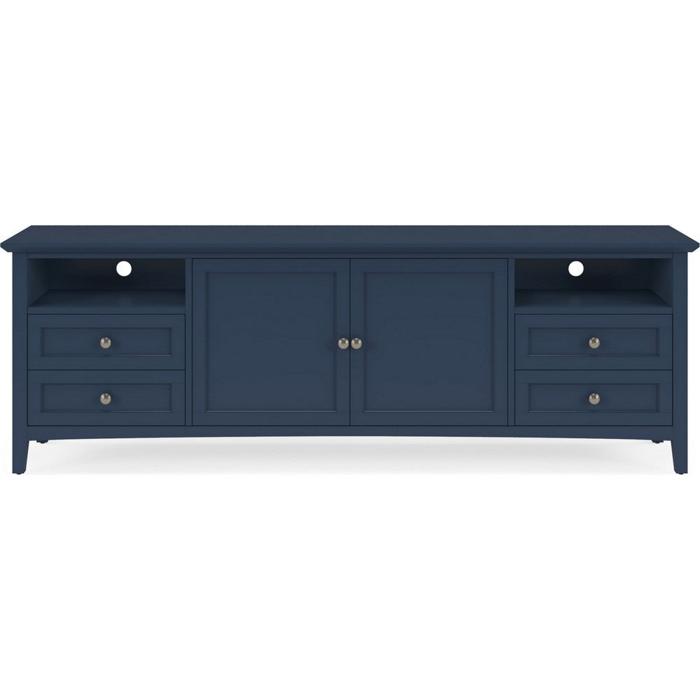 Gemma TV St& Entertainment Console | Doors & Drawers | Blue Wood 84"